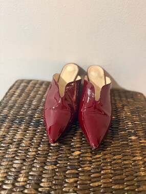 Napoleoni Ruby Red Patent Leather Pointed Toe Mules